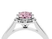 Pear-Shaped Halo Engagement Ring Setting for a Fancy Pink Lab-Grown Diamond | Plain Polished Band | Platinum