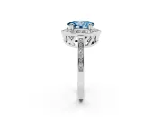 Oval Halo Engagement Ring Setting for a Fancy Blue Lab-Grown Diamond | Polished Halo Rim | White Gold