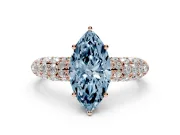 Marquise Multi Row Pave Engagement Ring Setting for a Fancy Blue Lab-Grown Diamond | Rose Gold