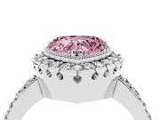 Heart-Shaped Milgrain Halo Engagement Ring Setting for a Fancy Pink Lab-Grown Diamond | Pavé Shoulders | Platinum