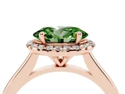 Oval Halo Engagement Ring Setting for a Fancy Green Lab-Grown Diamond | Plain Polished Band | Rose Gold