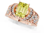 Emerald Cut Vintage Pave Engagement Ring Setting for a Fancy Yellow Lab-Grown Diamond | Milgrain Edges | Rose Gold