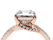 Asscher Cut Twisted Split Shank Pave Engagement Ring Setting | Pave Gallery | Rose Gold