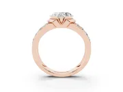 Heart-Shaped Half Bezel Engagement Ring Setting | Double Row Channel Band | Rose Gold