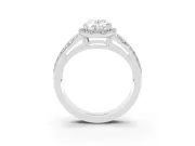 Oval Halo Engagement Ring Setting | Two-Row Pave Split Shank | White Gold