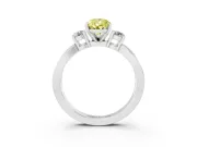 Fancy Yellow Three-Stone Pear Cut Diamond Twist Band Ring Set in Platinum with Pavé Accents and Prong Setting