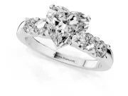 Heart-Shaped Five Stone Engagement Ring Setting | Prong-Set Side Stones | Sterling Silver