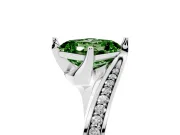 Fancy Green Asscher Cut Diamond Solitaire Ring Set in Silver with Intertwined Pavé Twist Band