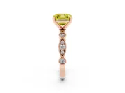 Fancy Yellow Asscher Cut Diamond Solitaire Engagement Ring Set in Rose gold with Milgrain Bezel Accent Band
