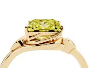 Princess Cut Leaf Bypass Solitaire Engagement Ring Setting for a Fancy Yellow Lab-Grown Diamond | Yellow Gold