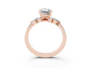 Radiant Cut Floral Engagement Ring Setting | Marquise Side Stones | Rose Gold