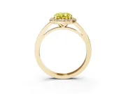 Oval Thin Halo Low Profile Engagement Ring Setting for a Fancy Yellow Lab-Grown Diamond | Slim Plain Band | Yellow Gold