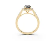Oval Halo Engagement Ring Setting for a Black Center | Pavé Shoulders | Yellow Gold