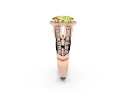 Fancy Yellow Oval Cut Diamond Halo Ring Set in Rose gold with Double Pavé Split Shank