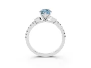 Marquise Leaf Pavé Engagement Ring Setting for a Fancy Blue Lab-Grown Diamond | White Gold