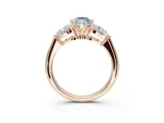 Marquise Three-Stone Ring Setting for a Fancy Blue Lab-Grown Diamond | Pear Side Stones | Rose Gold