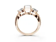 Radiant Cut Three Stone Engagement Ring Setting | Tapered Pave Band | Rose Gold