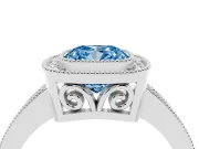 Cushion Cut Milgrain Halo Engagement Ring Setting for a Fancy Blue Lab-Grown Diamond | White Gold
