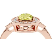 Fancy Yellow Pear Cut Diamond Halo Engagement Ring Set in Rose gold with Milgrain Pavé Band