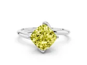 Cushion Cut Bypass Solitaire Engagement Ring Setting for a Fancy Yellow Lab-Grown Diamond | Plain Band | Sterling Silver