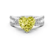 Heart-Shaped Three-Stone Twist Engagement Ring Setting for a Fancy Yellow Lab-Grown Diamond | Sterling Silver