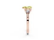 Pear-Shaped Hidden Halo Three Stone Engagement Ring Setting for a Fancy Yellow Lab-Grown Diamond | Rose Gold