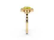 Round Milgrain Cluster Halo Engagement Ring Setting for a Fancy Yellow Lab-Grown Diamond | Plain Band | Yellow Gold