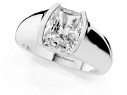 Radiant Cut Half Bezel Solitaire Engagement Ring Setting | Wide Band | White Gold