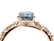 Emerald Cut Graduated Solitaire Engagement Ring Setting for a Fancy Blue Lab-Grown Diamond | Rose Gold