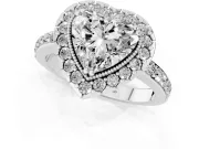 Heart-Shaped Vintage Milgrain Halo Engagement Ring Setting | Pierced Gallery | Sterling Silver