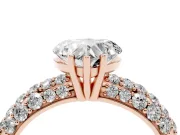 Heart-Shaped Multi Row Pave Solitaire Engagement Ring Setting | Domed Shoulders | Rose Gold