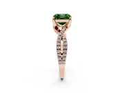 Asscher Cut Twisted Pave Engagement Ring Setting for a Fancy Green Lab-Grown Diamond | Split Shank | Rose Gold