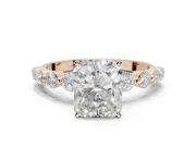 Radiant Cut Graduated Side Stone Engagement Ring Setting | Individually Seated | Rose Gold
