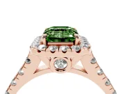 Emerald Cut Accented Halo Engagement Ring Setting for a Fancy Green Lab-Grown Diamond | Rose Gold