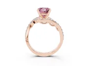 Princess Cut Bypass Engagement Ring Setting for a Fancy Pink Lab-Grown Diamond | Rose Gold
