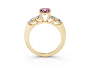 Radiant Cut Five Stone Engagement Ring Setting for a Fancy Pink Lab-Grown Diamond | Prong Set Side Stones | Yellow Gold
