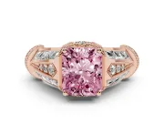 Radiant Cut Vintage Milgrain Engagement Ring Setting for a Fancy Pink Lab-Grown Diamond | Hidden Halo | Rose Gold