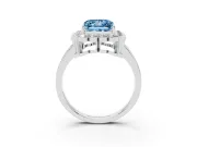 Princess Cut Halo Engagement Ring Setting for a Fancy Blue Lab-Grown Diamond | Sterling Silver - Design NV-24719