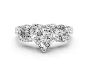 Heart-Shaped Vintage Three Stone Engagement Ring Setting | Milgrain Band | Platinum