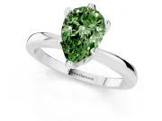 Pear-Shaped Tapered Solitaire Engagement Ring Setting for a Fancy Green Lab-Grown Diamond | Claw Prong Head | Platinum