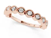 Round Lab-Grown Diamond Vintage Half Eternity Band | Milgrain Marquise Frames | Rose Gold