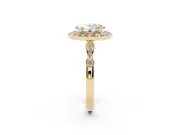 Oval Vintage Halo Engagement Ring Setting | Bezel Station Shoulders | Yellow Gold