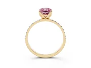 Radiant Cut Pave Solitaire Engagement Ring Setting for a Fancy Pink Lab-Grown Diamond | Slim Band | Yellow Gold