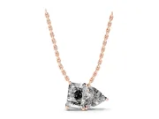 Radiant Lab-Grown Diamond Two-Stone Pendant Necklace | Claw Prong Setting | Rose Gold