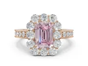 Emerald Cut Vintage Halo Engagement Ring Setting for a Fancy Pink Lab-Grown Diamond | Rose Gold