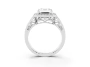 Asscher Cut Vintage Halo Engagement Ring Setting | Channel-Set Split Shank | White Gold