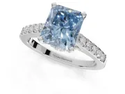 Radiant Cut Pavé Engagement Ring Setting for a Fancy Blue Lab-Grown Diamond | Crossover Gallery | Sterling Silver