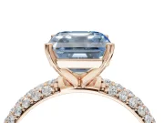 Asscher Cut Domed Pavé Engagement Ring Setting for a Fancy Blue Lab-Grown Diamond | Rose Gold