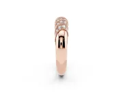 Round Lab-Grown Diamond Diagonal Pavé Dome Wedding Band | Milgrain Bars | Rose Gold