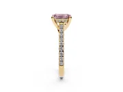 Emerald Cut Hidden Halo Pave Engagement Ring Setting for a Fancy Pink Lab-Grown Diamond | Claw Prongs | Yellow Gold